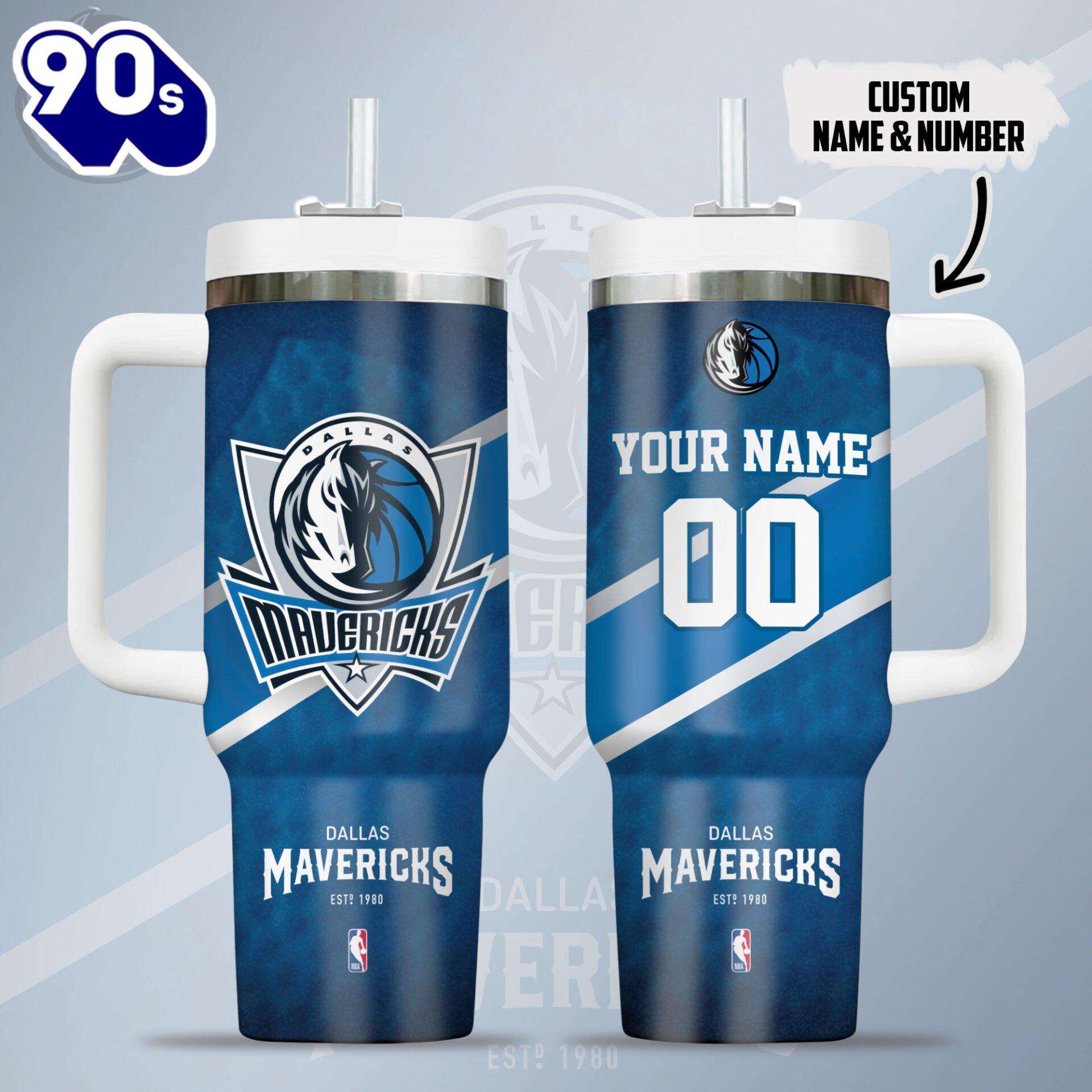 Dallas Mavericks NBA Custom Stanley Quencher 40oz Stainless Steel Tumbler With Handle Dallas Mavericks NBA Custom Stanley Quencher 40oz Stainless Steel Tumbler With Handle