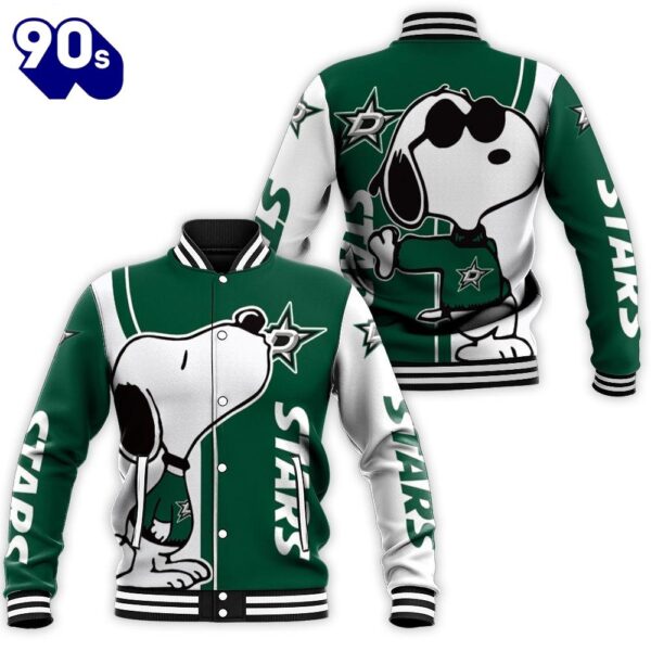 Dallas Stars Snoopy Lover 3D Printed Baseball Jacket For Men Women