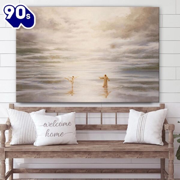 Dancing On Water Canvas Wall Art Jesus Picture Christian Wall Decor