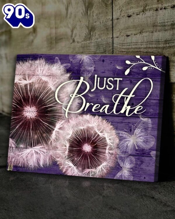 Dandelion Just Breath Purple Background Jesus Canvas Wall Art   Poster Gift Christmas