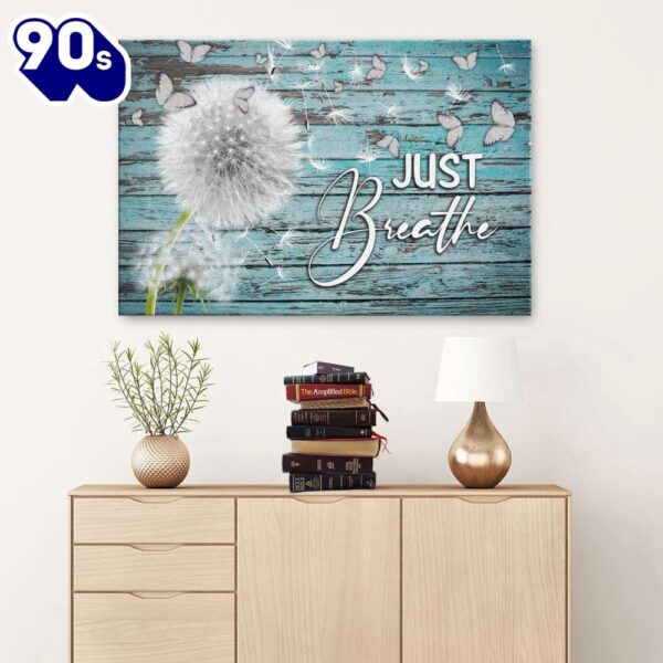 Dandelion Just Breathe Canvas Wall Art