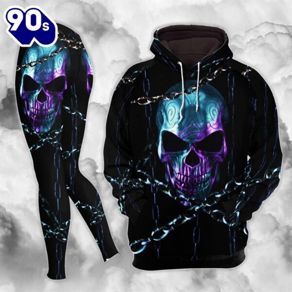 Dark Blue Skull Chain Combo Hoodie And Leggings