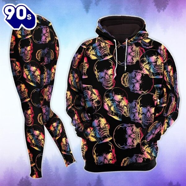 Dark Neon Skull Combo Hoodie And Leggings