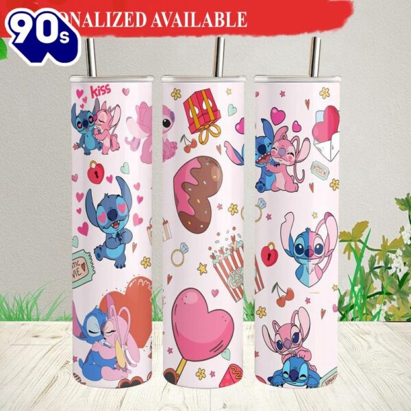 Ddisney Stitch Be My Valentine Tumbler with Lid and Straw