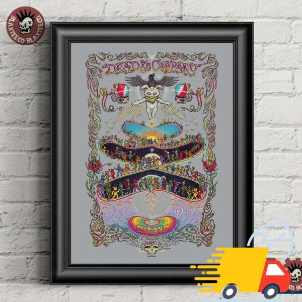 Dead And Company Marq Spusta Poster For Sphere Las Vegas night one On March 20 2025 The Dancing Skeletons With Bear With The Raven Art Canvas