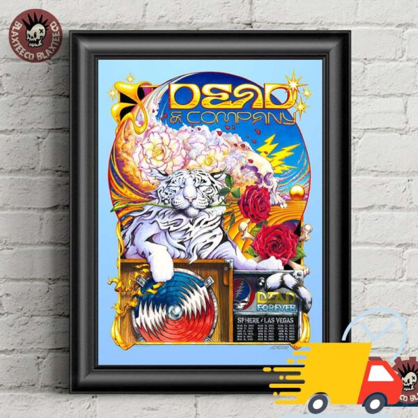 Dead And Company Sphere Las Vegas 2025 Tour Dates List White Tiger And Roses Art Canvas