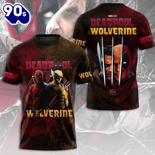 Deadpool And Wolverine Marvel Studios Ryan Reynolds And Hugh Jackman Fan Art Poster 3D T-Shirt  For Fans