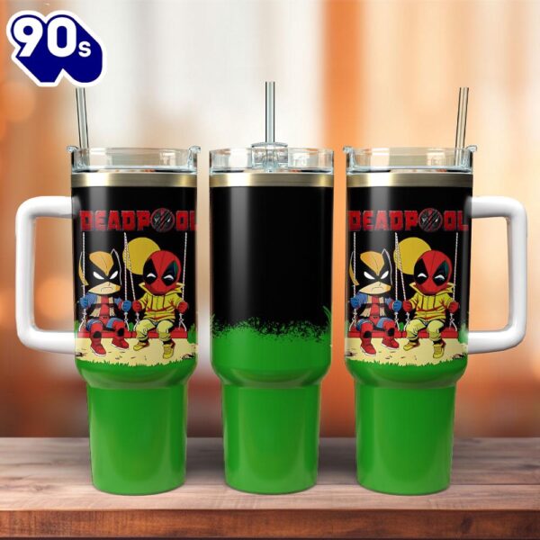 Deadpool Superhero Marvel Custom Stanley Quencher 40oz Stainless Steel Tumbler With Handle  For Fans