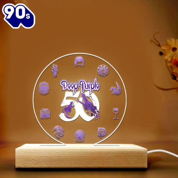 Deep Purple Led Light With Wooden Base Gift Christmas  Gift For Christmas