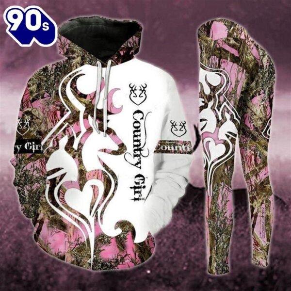 Deer Love Country Girl All Over Print Leggings Hoodie Set Outfit For Women Gift Xmas