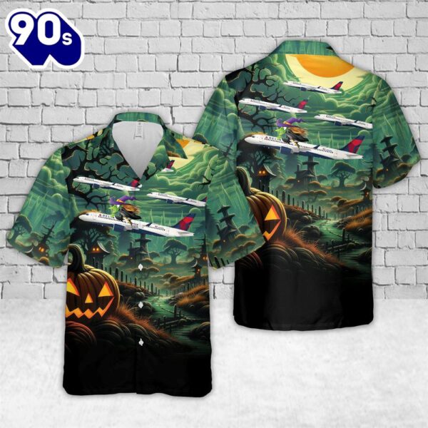 Delta Airline Airbus A220-300 Halloween Hawaiian Shirt