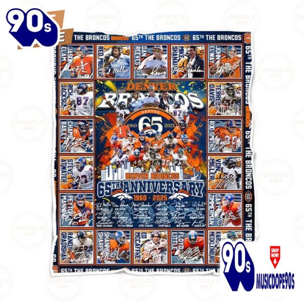 Denver Broncos 65th Anniversary 1959 – 2024 Fleece Blanket