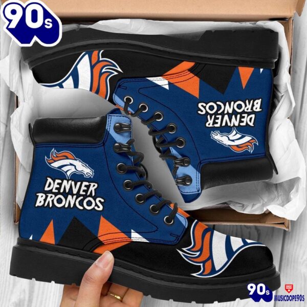 Denver Broncos All Season Boots  Casual Shoes  Vegan Leather Custom Boot Shoes