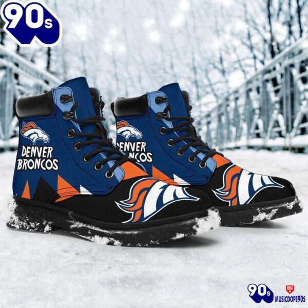 Denver Broncos All Season Boots  Casual Shoes  Vegan Leather Custom Boot Shoes