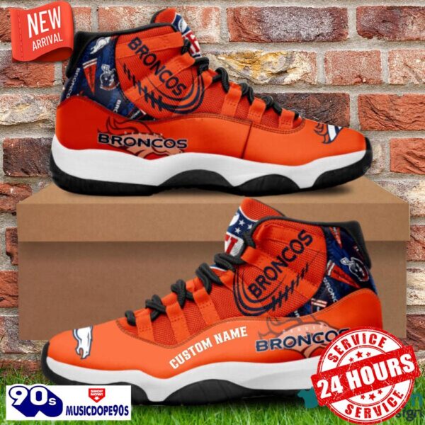 Denver Broncos Custom Name NFL Air Jordan 11 Shoes Men And Women Sneakers