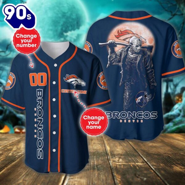 Denver Broncos Horror Movie Personalized Baseball Jersey