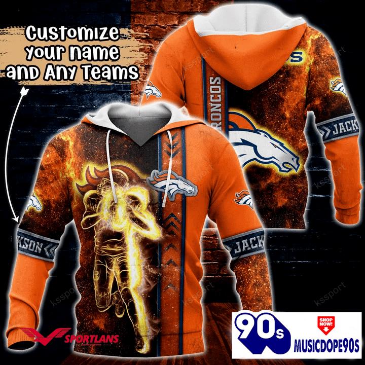 Denver Broncos NFL Custom Name 3D Hoodie Teams Shirt For Fans Denver Broncos NFL Custom Name 3D Hoodie Teams Shirt For Fans