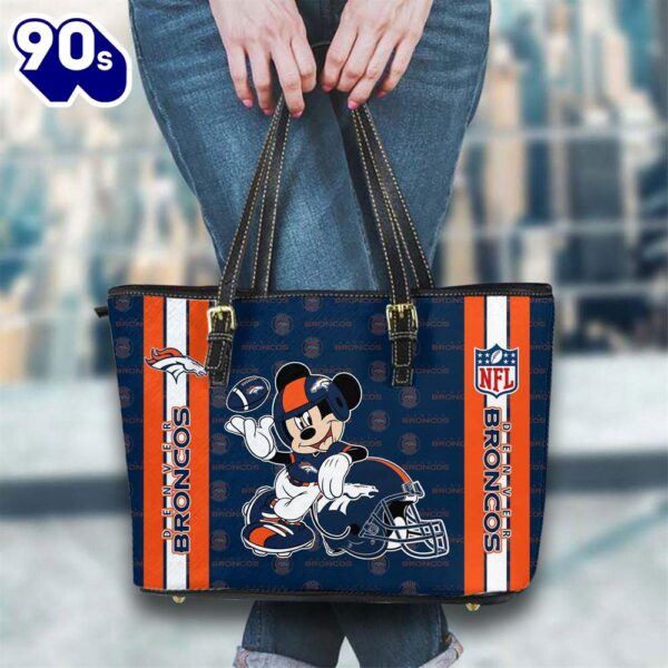 Denver Broncos NFL Mickey Women Leather Tote Bag