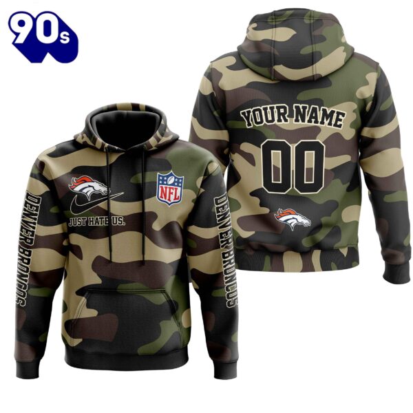 Denver Broncos Personalized Hoodie-Zip Hoodie Camo Style