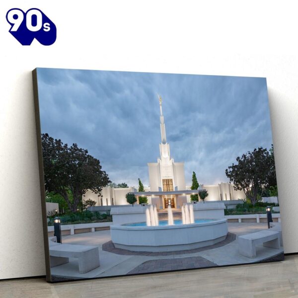 Denver Temple Cloudy Night Canvas Wall Art Jesus Christ Picture Canvas