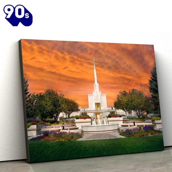 Denver Temple Orange Sky Canvas Wall Art Jesus Christ Picture Canvas