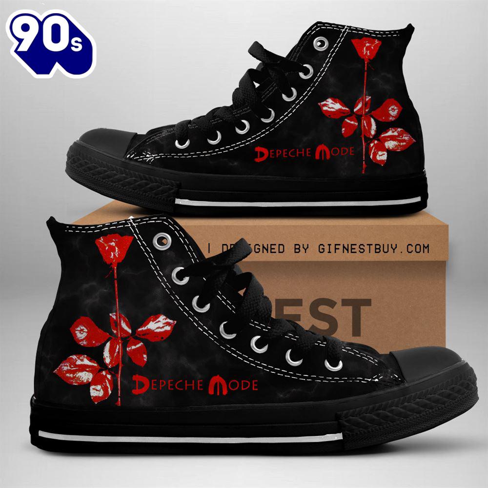 Depeche Mode Red Rose, Depeche Mode High Top Canvas Shoes, Depeche Mode Gift For Fans Depeche Mode Red Rose, Depeche Mode High Top Canvas Shoes, Depeche Mode Gift For Fans