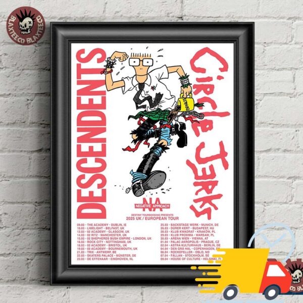 Descendents And Circle Jerk 2025 UK And European Tour Poster Tour Dates Canvas