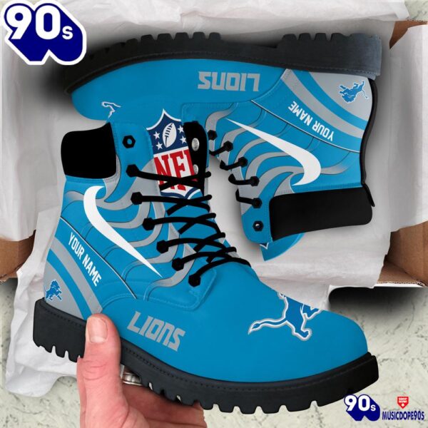 Detroit Lions Custom Boots Shoes Idea Gift For Fan