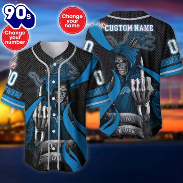 Detroit Lions Halloween Cusom Name And Number Baseball Jersey