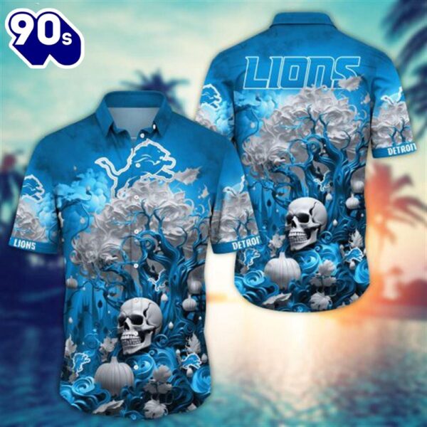 Detroit Lions Halloween Skull Pumpkin – NFL Hawaiian Shirt