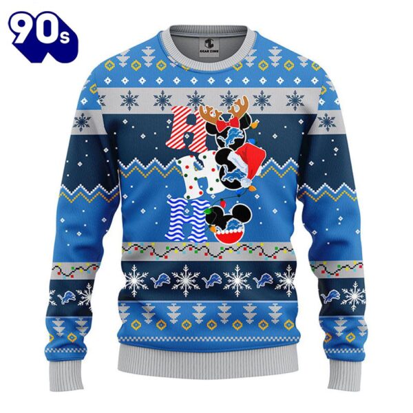 Detroit Lions HoHoHo Mickey Christmas Ugly Sweater  Gift Christmas