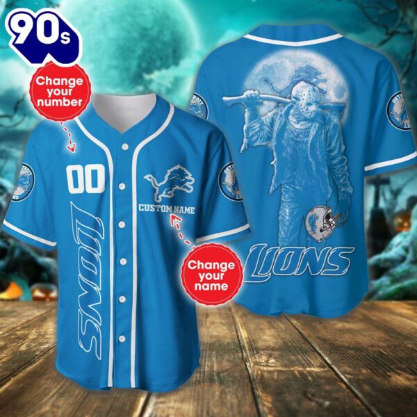 Detroit Lions Horror Movie Personalized Baseball Jersey