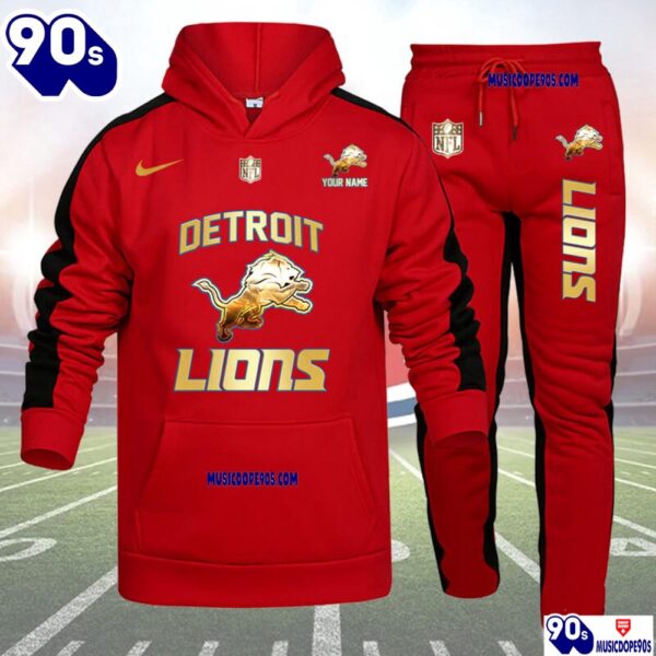 Detroit Lions NFL 32 Teams Personlized Golden Logo Hoodie Set