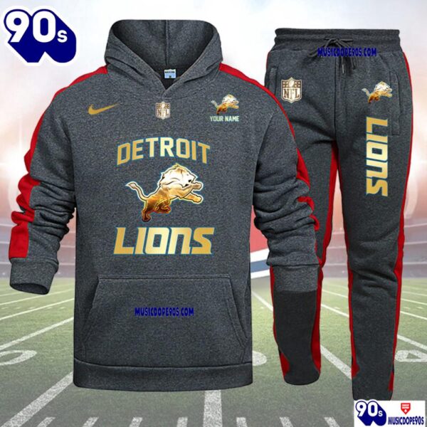 Detroit Lions NFL 32 Teams Personlized Golden Logo Hoodie Set