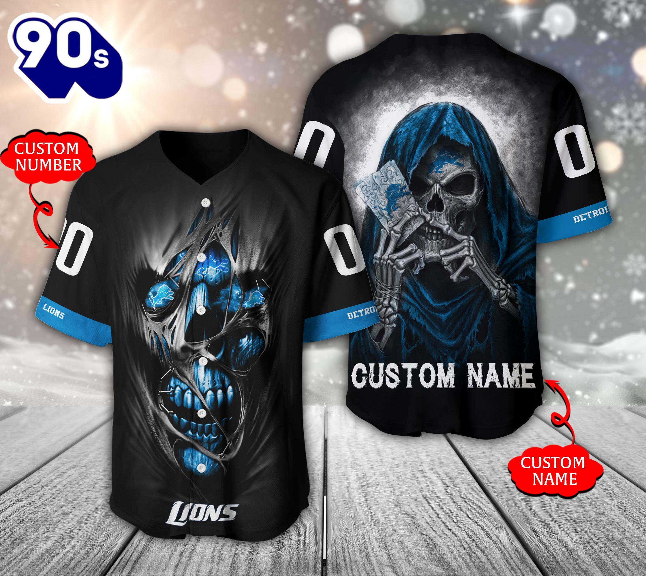Detroit Lions NFL 3D Personalized Baseball Jersey Shirt For Fans Detroit Lions NFL 3D Personalized Baseball Jersey Shirt For Fans