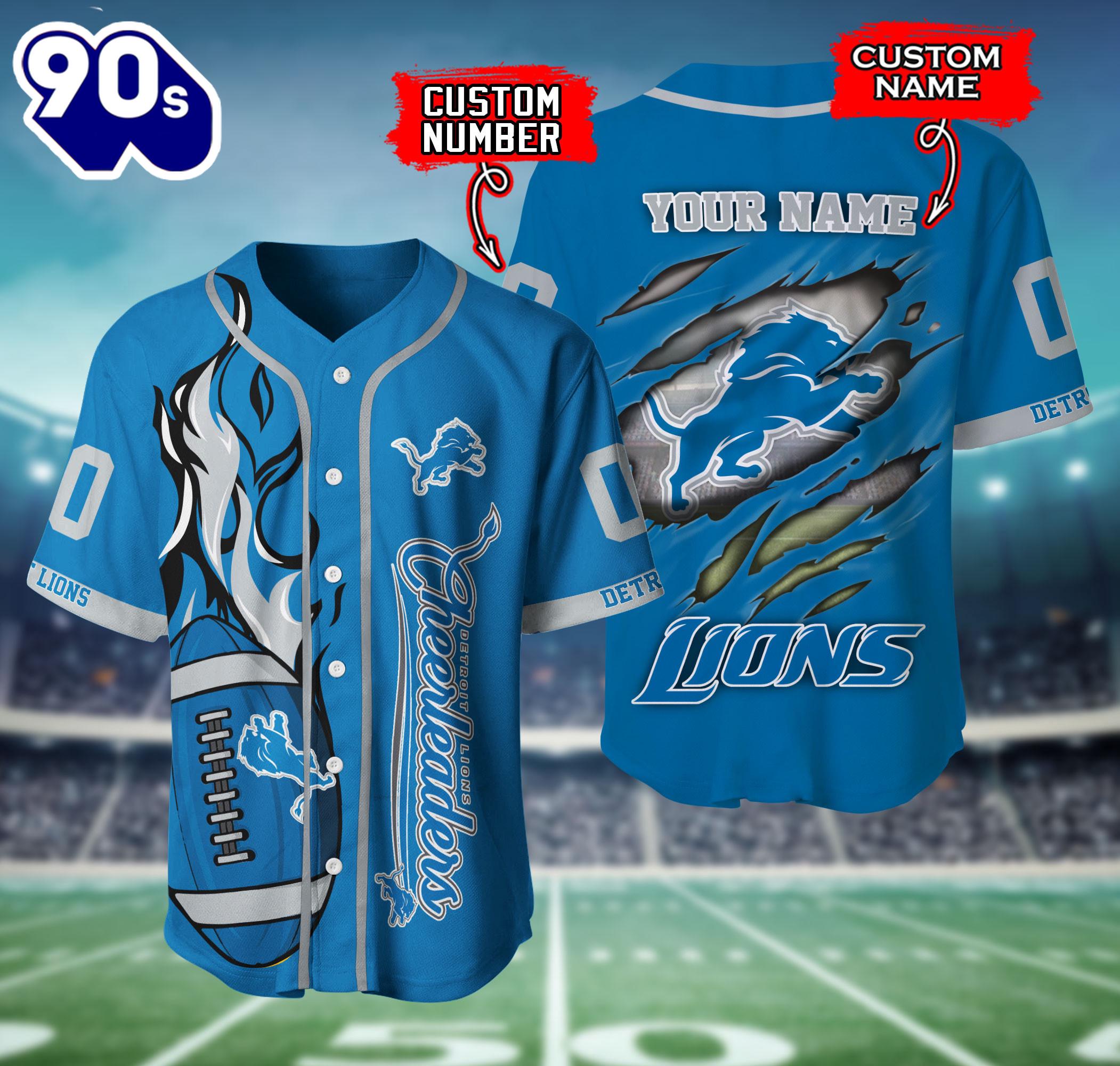 Detroit Lions NFL 3D Personalized Baseball Shirt For Fans Detroit Lions NFL 3D Personalized Baseball Shirt For Fans
