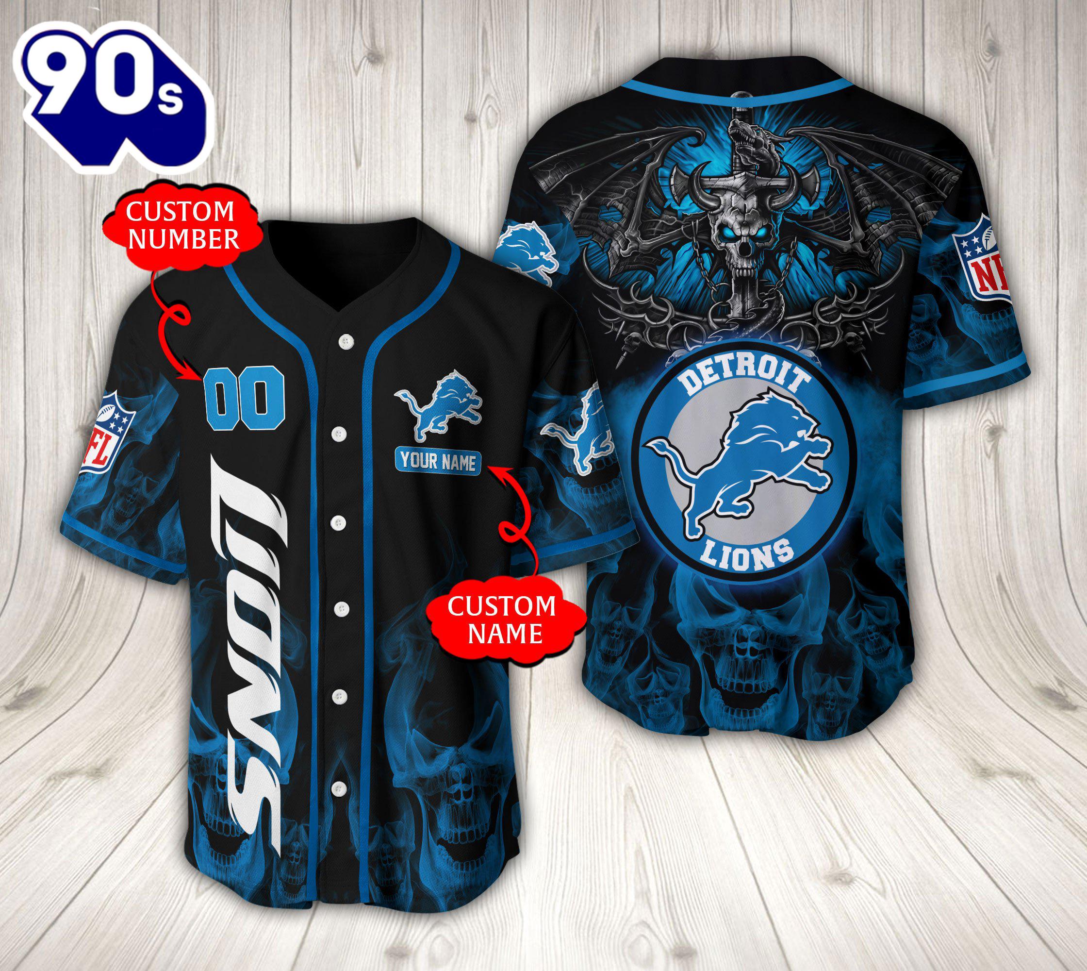 Detroit Lions NFL Baseball Jersey Custom Name And Number Shirt For Fans Detroit Lions NFL Baseball Jersey Custom Name And Number Shirt For Fans