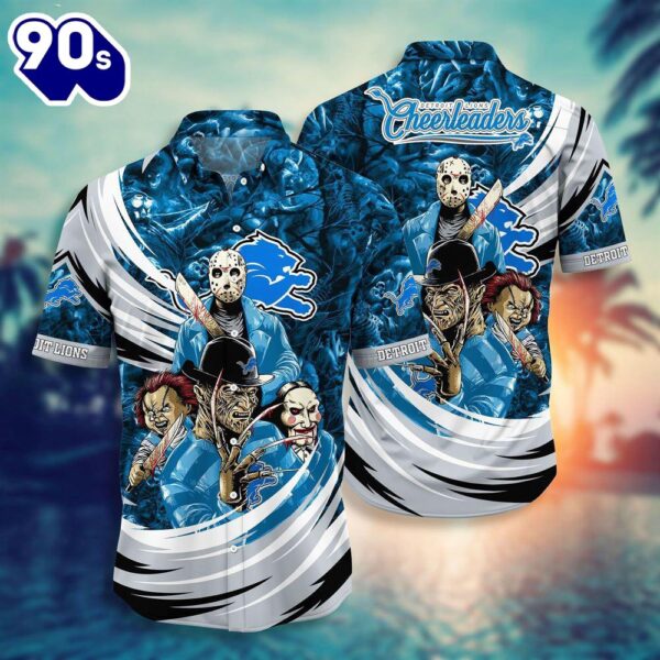 Detroit Lions NFL  Halloween Horror Movies Hawaiian Shirts