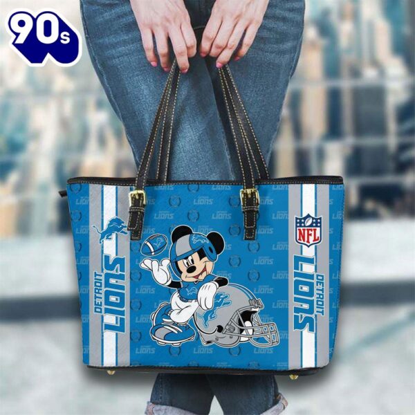 Detroit Lions NFL Mickey Women Leather Tote Bag