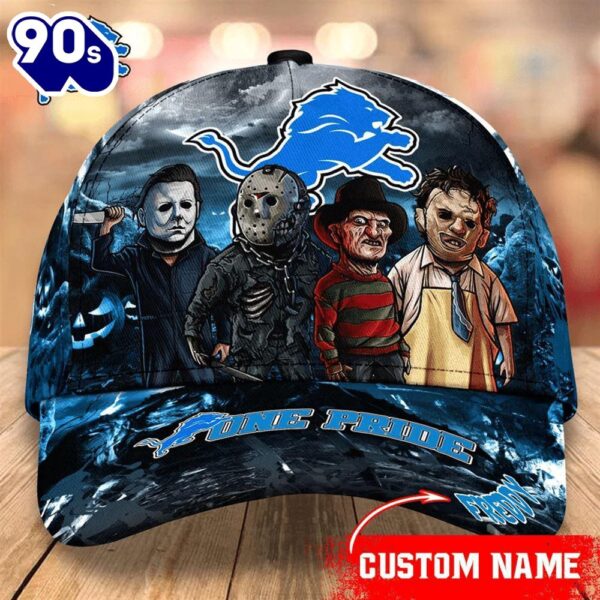 Detroit Lions  NFL Personalized Trending Cap Mixed Horror Movie Characters