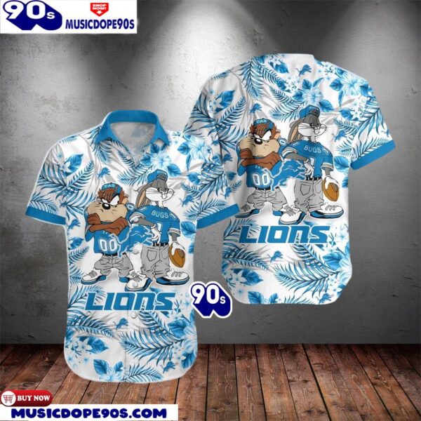 Detroit Lions Taz And Bugs NFL Teams Hawaiian Shirt