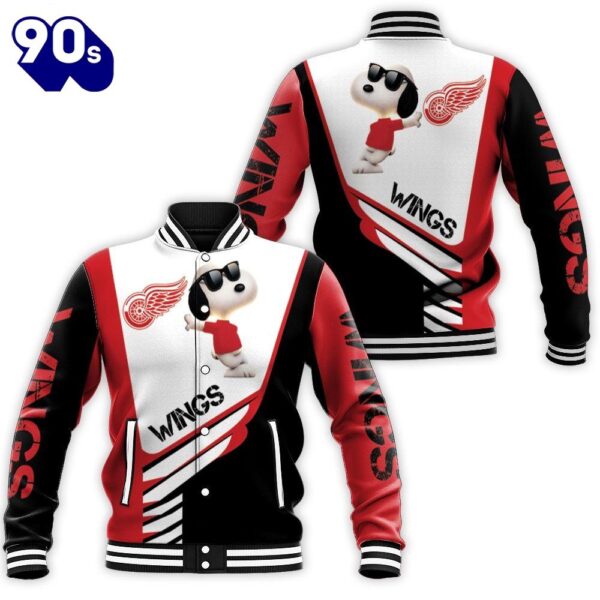 Detroit Red Wings Snoopy For Fans 3D Baseball Jacket For Men Women