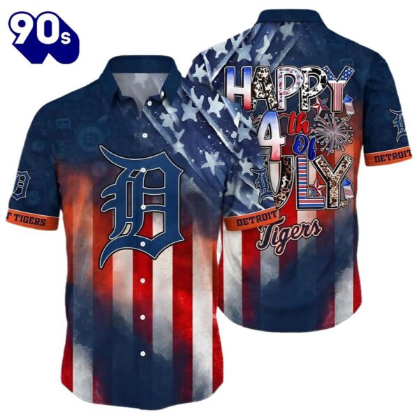 Detroit Tigers Hawaiian Button Up Shirts For Sale Independence Day 4th Of July