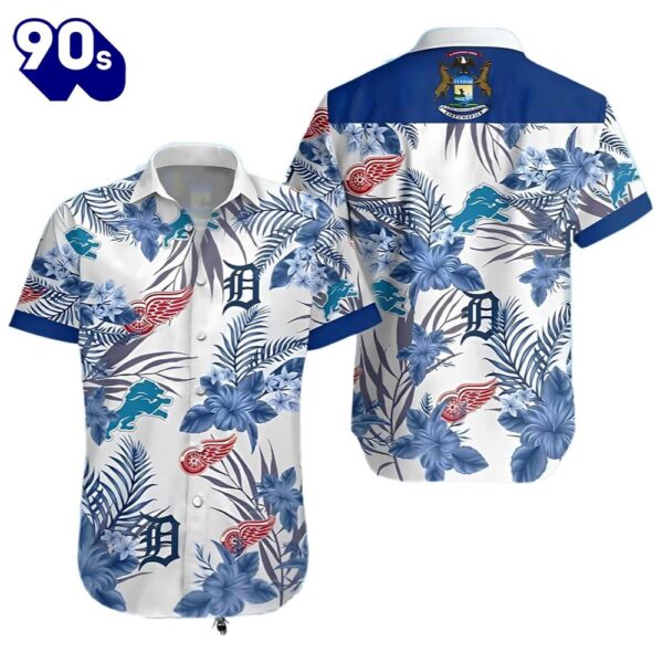 Detroit Tigers Lions Red Wing Hawaiian Button Up Shirts For Fans