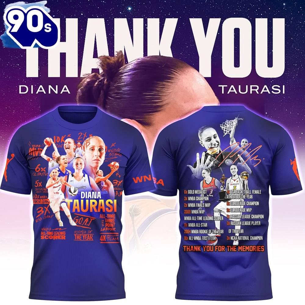 Diana Taurasi Phoenix Mercury Thank You 3d T-Shirt Diana Taurasi Phoenix Mercury Thank You 3d T-Shirt