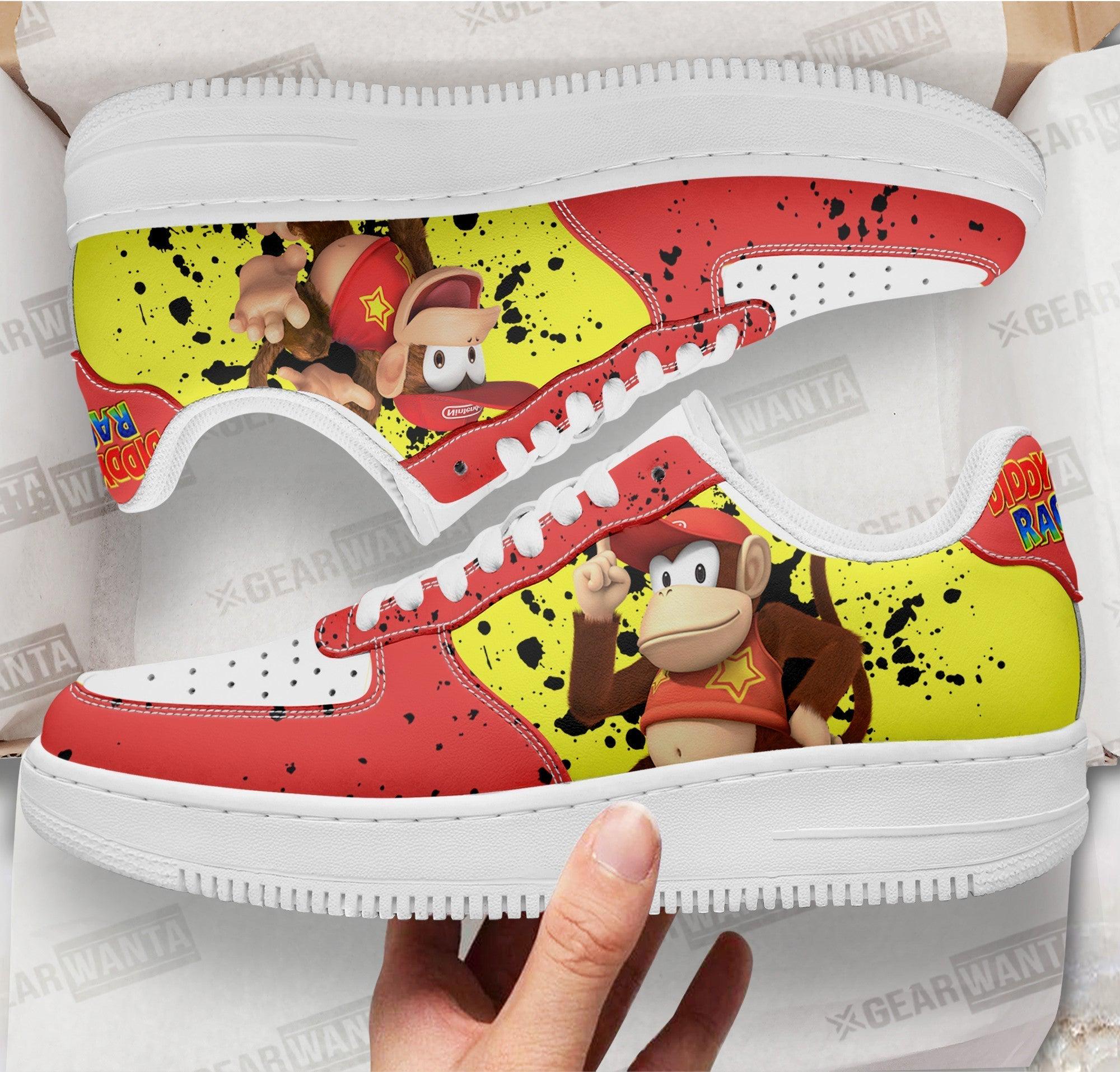 Diddy Kong Super Mario Air Sneakers Custom For Gamer Shoes Diddy Kong Super Mario Air Sneakers Custom For Gamer Shoes
