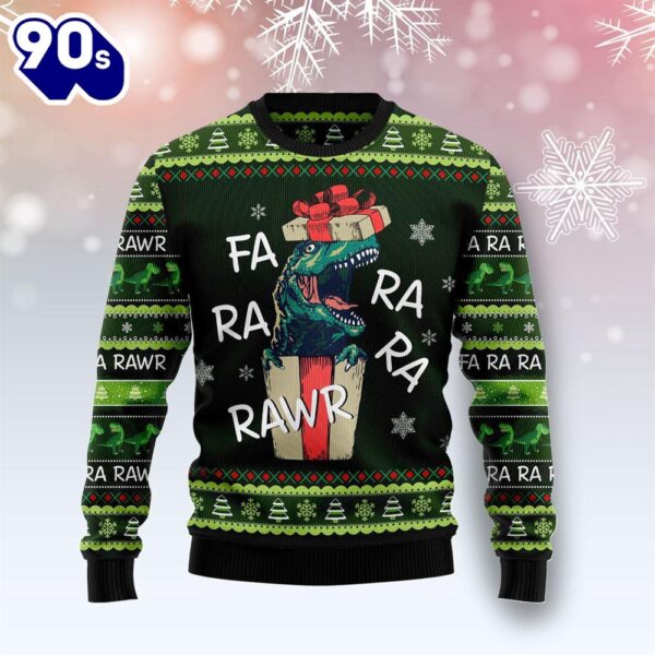 Christmas 2024  Dinosaur Gift Farararawr Ugly Christmas Sweater