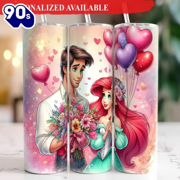 Disney Ariel Princess With Prince Valentine Tumbler With Lip And Straw