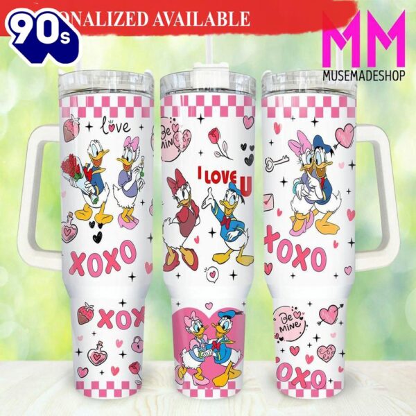 Disney Donal Duck Valentines Cartoon 40oz Tumbler with Handle – 40oz Tumbler with Handle