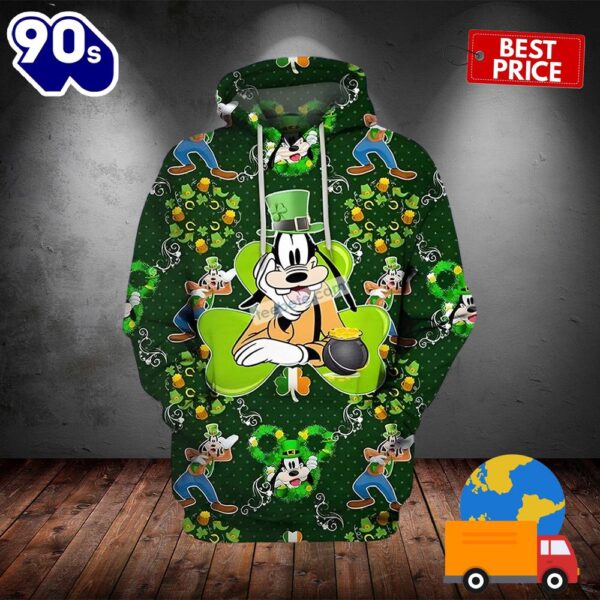 Disney Goofy With St Patrick Day Green 3D Pattern Hoodie 2025